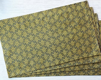 Set of Four Placemats | Kitchen, Dining, Cotton, Presentation, Hosting, Birthday, Holidays, Family, Feast, Thanksgiving, Gray and Gold