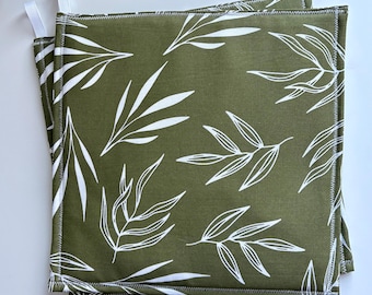 Maniques feuilles de sauge : décoration de cuisine en coton résistant à la chaleur (lot de deux)
