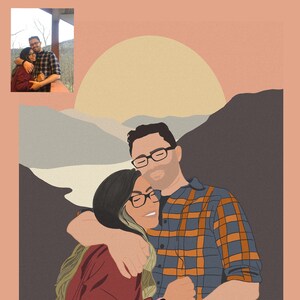 Portrait personnalisé, portrait de couple, illustration de couple, portrait numérique Portrait d&#39;amour numérique personnalisé, cadeau du jour V pour les couples
