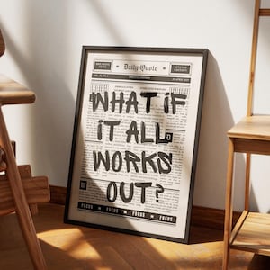Positive Quote Print Newspaper Girly Dorm Decor Apartment Aesthetic Print Bathroom Affirmation Art Preppy Black Wall Art Motivational