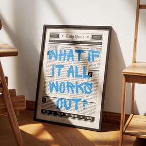 Positive Quote Print Newspaper Girly Dorm Decor Apartment Aesthetic Print Bathroom Affirmation Art Preppy Black Wall Art Motivational