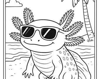 Axolotl Coloring Book, Adult Coloring Book, Instant Download, Funny Gift, Humor, Stress Relief, Homeschool, Teacher, Student Fun