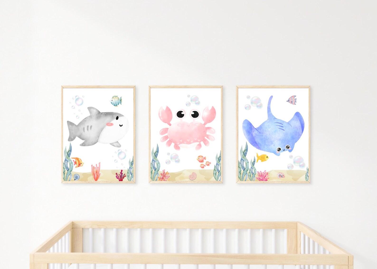 Set of 6 Nursery Sea Animals | Digital Wall Art | Digital Prints | Baby ...