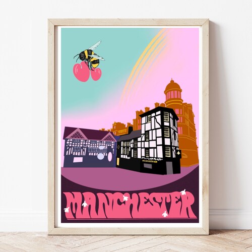 Manchester Skyline England Cityscape Painting Art Print Etsy UK