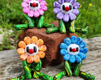 Flower Clown Polymer Clay Figure Desk Buddy