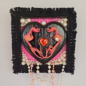 Romantic mice real mouse skeleton hanging wall plaque valentines day goth dark cottagecore love