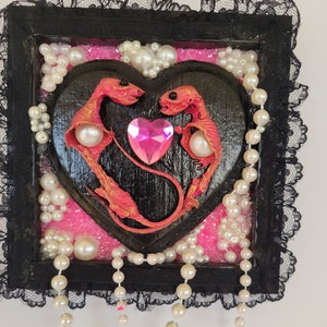 Romantic mice real mouse skeleton hanging wall plaque valentines day goth dark cottagecore love