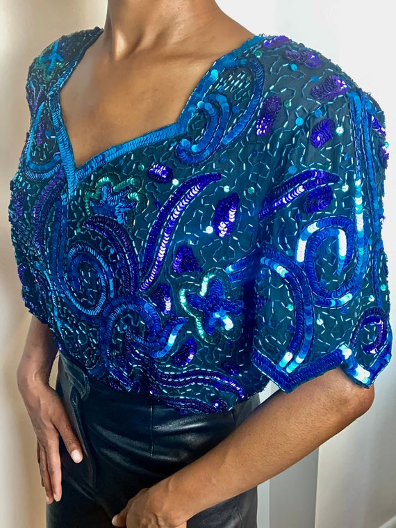 Vintage Lawrence Kazar sequin top