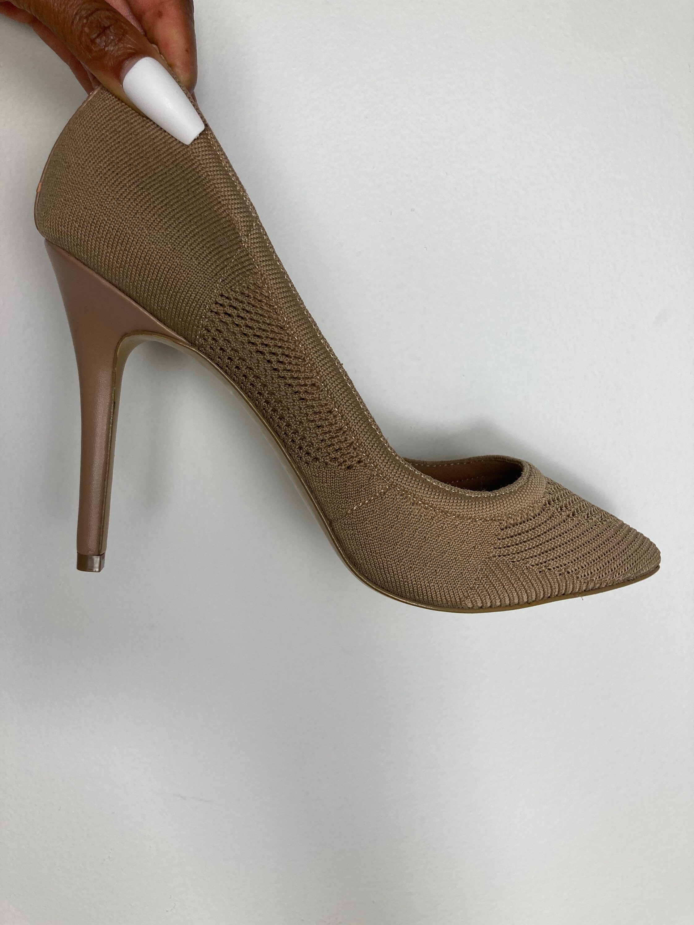 Knit/mesh Nude Pump by Charles by 
