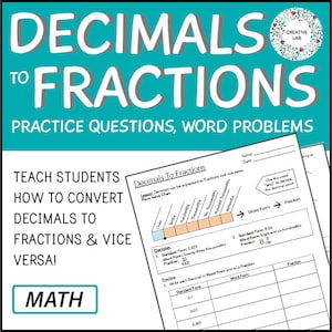 Math Decimals To Fractions - Mixed Numbers - Worksheets // Printable Teaching Resource // No Prep Classroom //