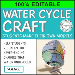Water Cycle Craft Activity - 3D Model - 100% Editable // Printable Teaching Resource // No Prep Classroom //