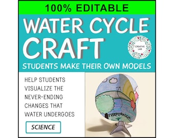 Water Cycle Craft Activity - 3D Model - 100% Editable // Printable Teaching Resource // No Prep Classroom //