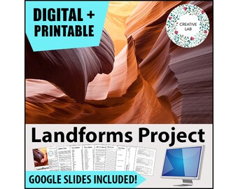 Landforms Research Project - PBL // Printable Teaching Lesson School Resource // No Prep Geography // Earth Sciences Physical Science