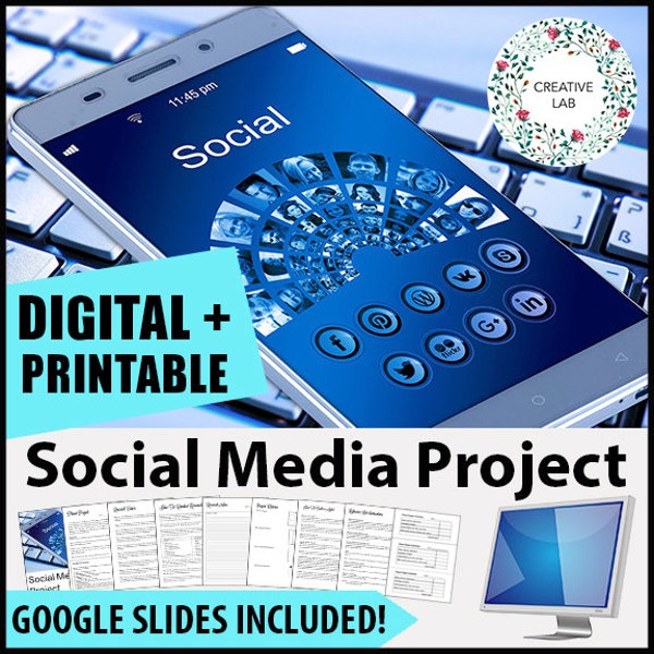 Social Media Research Project - 100% Editable // Printable Teaching Resource // No Prep Classroom //