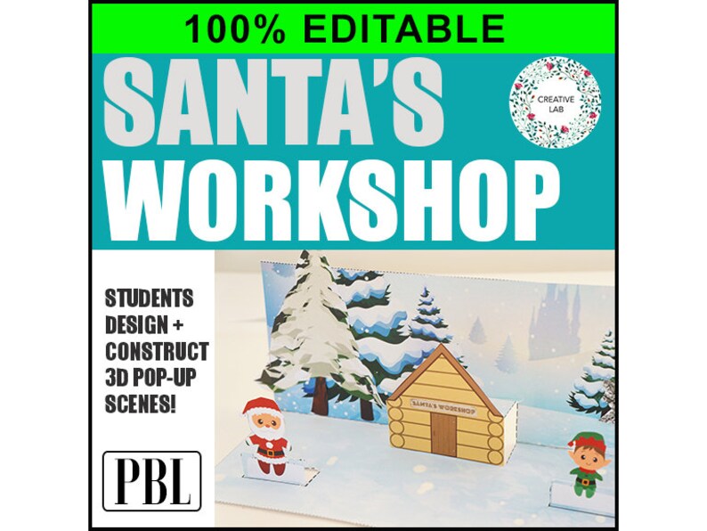 Santa's Workshop Scene 3D Craftivity - 100% Editable // Printable ...