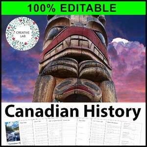 Canadian History Research Project - 100% Editable // Printable Teaching Resource // No Prep Classroom // Project Based Learning