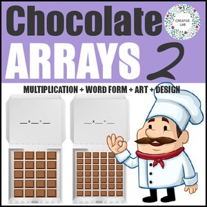 Math Chocolate Arrays 2 - Single Digit Multiplication Worksheets // Printable Teaching Resource // No Prep Classroom //
