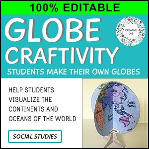 Kartierung Handwerk Aktivität - 3D-Globus-Weltkarte - 100% bearbeitbar // Druckbare Ressourcen für Lehrerschulen // Geowissenschafen, Geographie, Tag der Erde