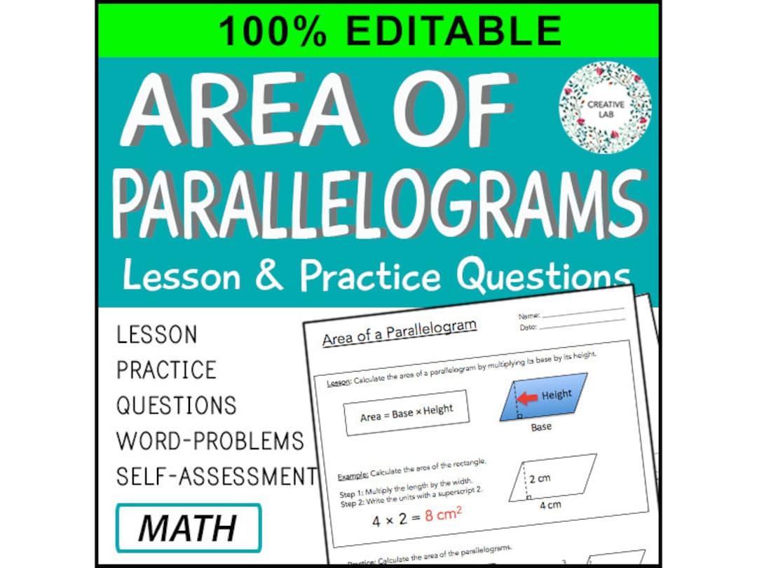 Area of Parallelograms - Math Lesson & Practice Questions - 100%