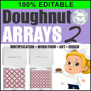 Math Multiplying Donut Arrays 2 - Single Digit Multiplication - 100% Editable // Printable Teaching Resource // No Prep Classroom //