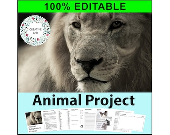 Animal Research Project - 100% Editable // Printable Teaching Resource // No Prep Classroom // Project Based Learning