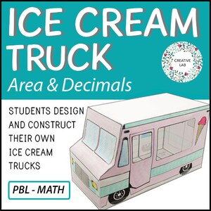 Math Craft Multiplying Decimals Project - Design an Ice Cream Truck - Area // Printable Teaching Lesson Resource // No Prep Classroom //