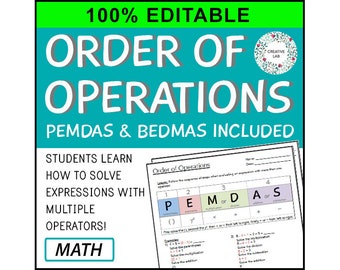 Orden de operaciones - PEMDAS y BEDMAS - 100% editable