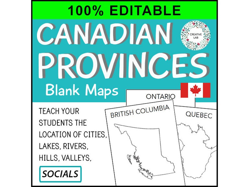 Canadian Province Maps & Canada Map 100% Editable // - Etsy