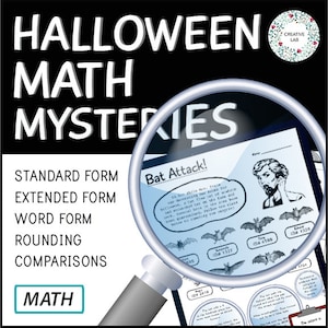 Halloween Mathe-Erfolg - Mystery Mystery Worksheets // Zum Ausdrucken braucht es eine Anleitung für Lehrer // Keine Vorbereitung für das Klassenzimmer //