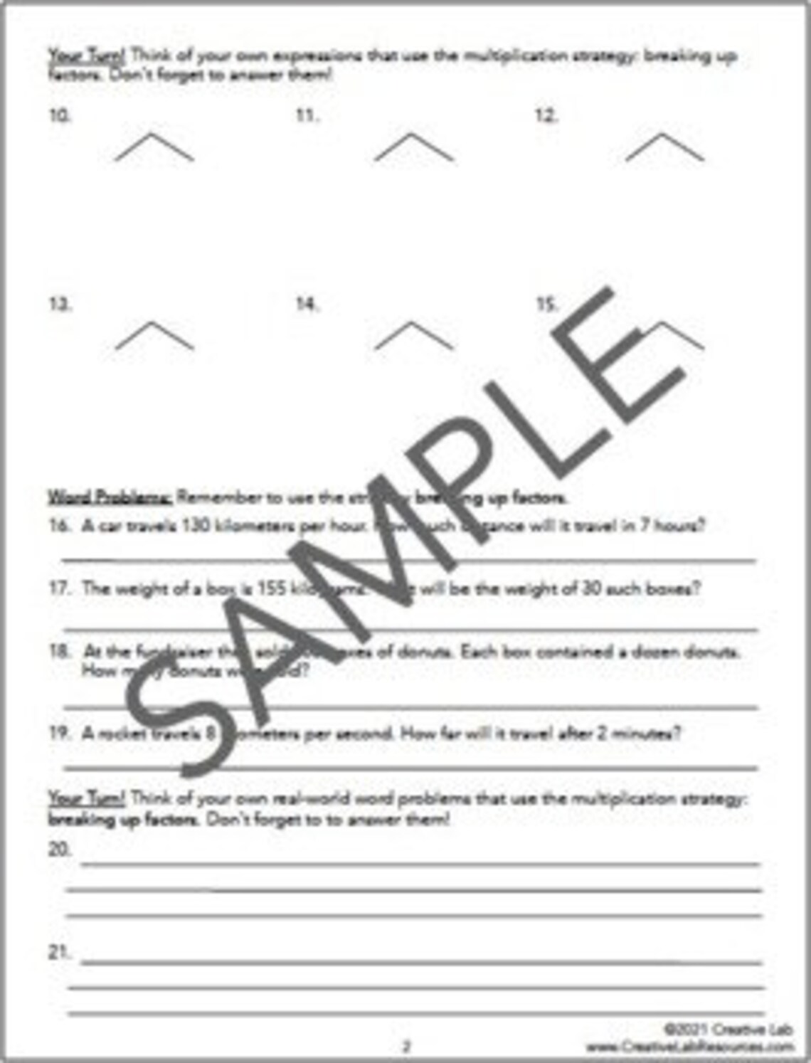 Math Multi-digit Multiplication Strategies - Breaking up Factors ...