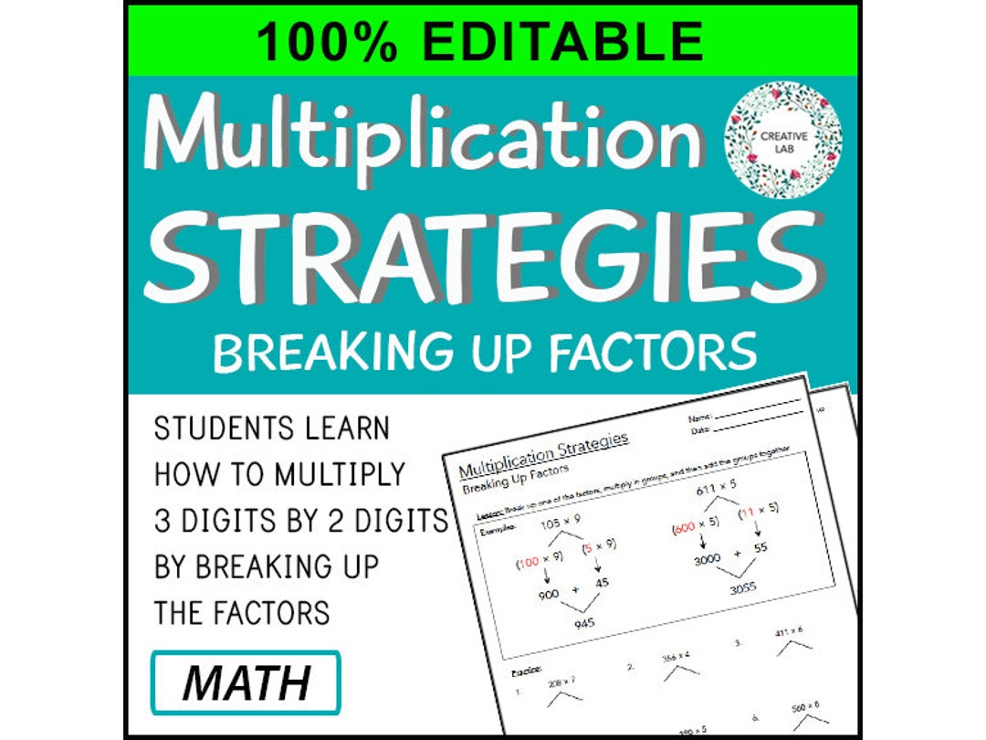 Multi-digit Multiplication Strategies - Breaking up Factors - 100% ...