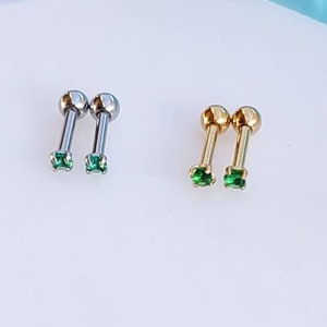 Birth Stone 2mm stud hypoallergenic Earrings Screw Back Earrings Cartilage Tragus Birthday Month gift best friend gift Valentines Gift