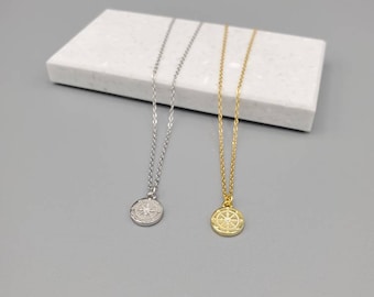 Collier COIN fait main Boussole Dainty Médaillon Bijoux simples - Cadeau pour la Saint-Valentin