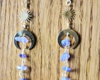Star Gemstone dangle earrings handmade long dangle earrings Valentines Gift