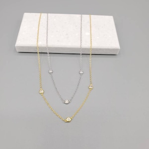 DAINTY Layering Choker Necklace Crystal Handmade Tiny charm chain Necklace Minimalist jewelry Bridesmaids gift Valentines Gift