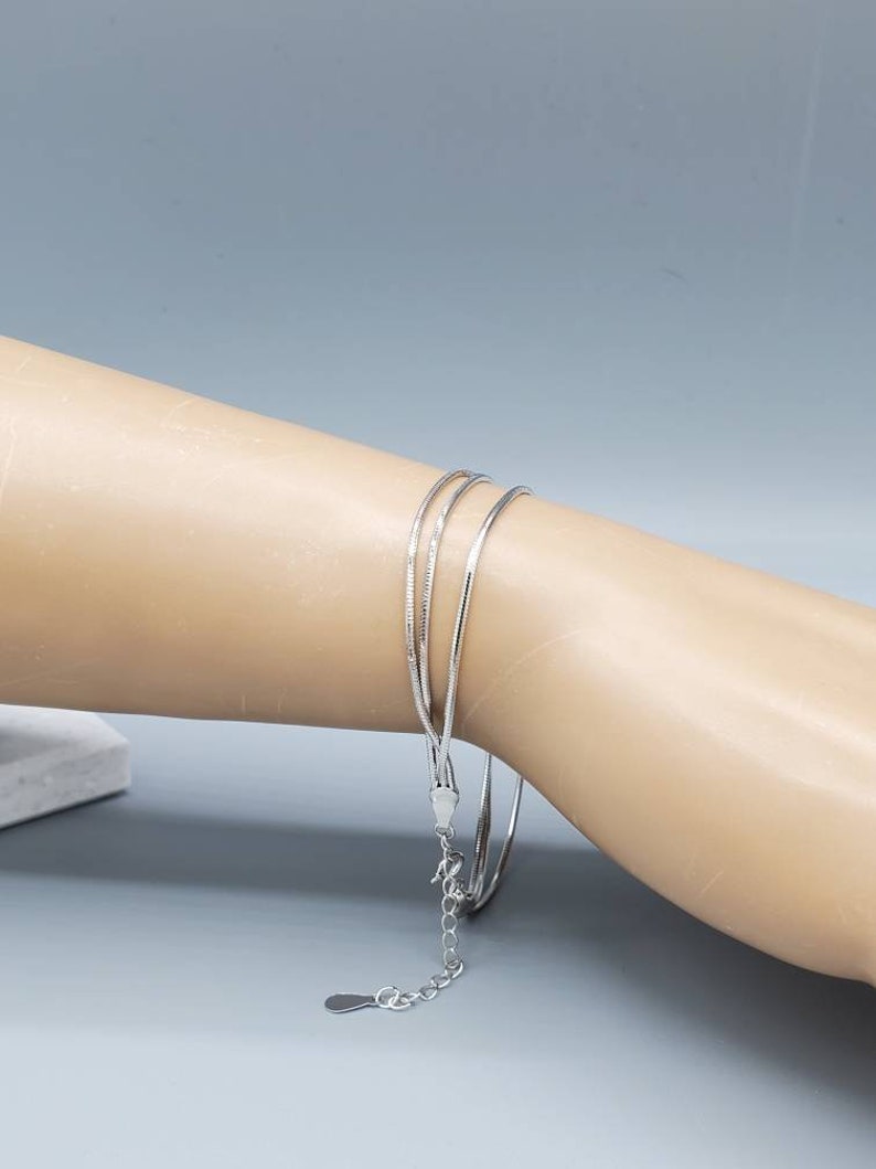 SILVER LAYERD BRACELET Chain Stackable adjustable sterling Etsy