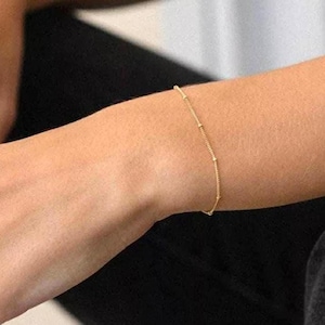 DAINTY CHAIN Bracelet Gold Handmade Simple Stackable Bracelet Minimalist jewelry Gift for her Simple jewelry