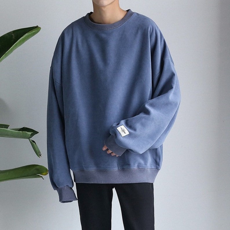 Japanese Korean style oversized crew neck sweater HD02 | Etsy