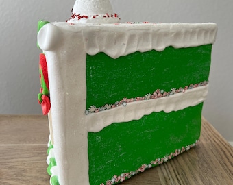 Fake Bake Giant Cake Slice: Christmas Candyland Decor, Photo Prop (10 Inches)