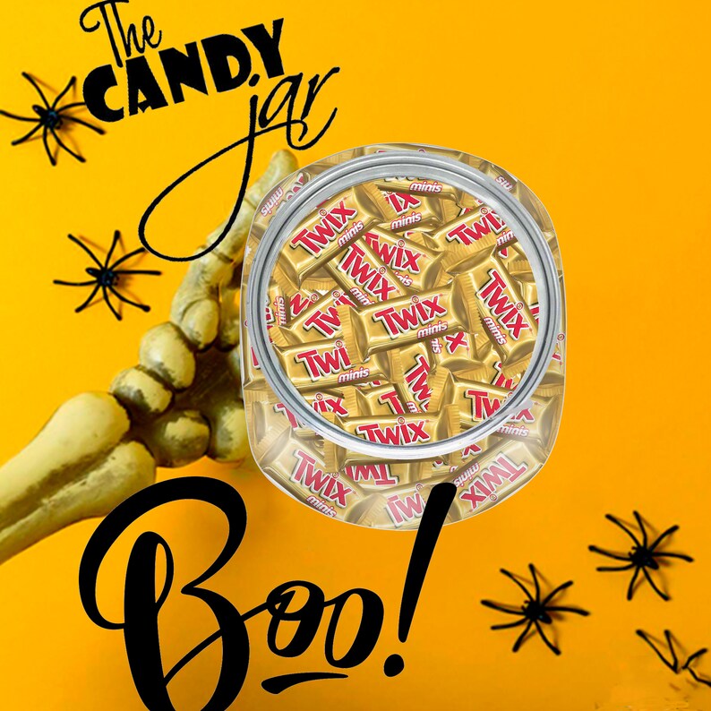 TWIX Caramel Chocolate Candy Bar Mini in a Plastic Jars with Lid 2-3 Pouds