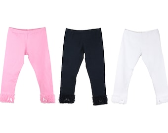 Toddler & Girls Double Tulle Ruffle Icing Legging Pant | Pink, Black or White | SHIPS FROM CALIFORNIA