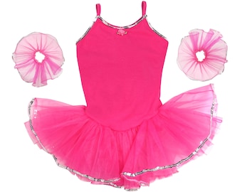 Magenta Dance Costume Leotard Dress with Sequin and Matching Armlets