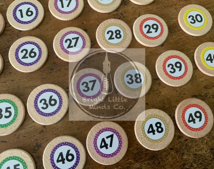 Number & Counting Wooden Tokens 1-50 Learning Activity - Etsy