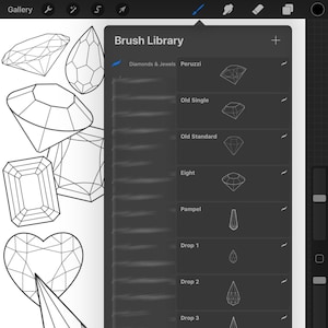 Diamond Procreate Tattoo Stamp, Procreate Brushset, Procreate Diamond stamps, Procreate Jewel stamp