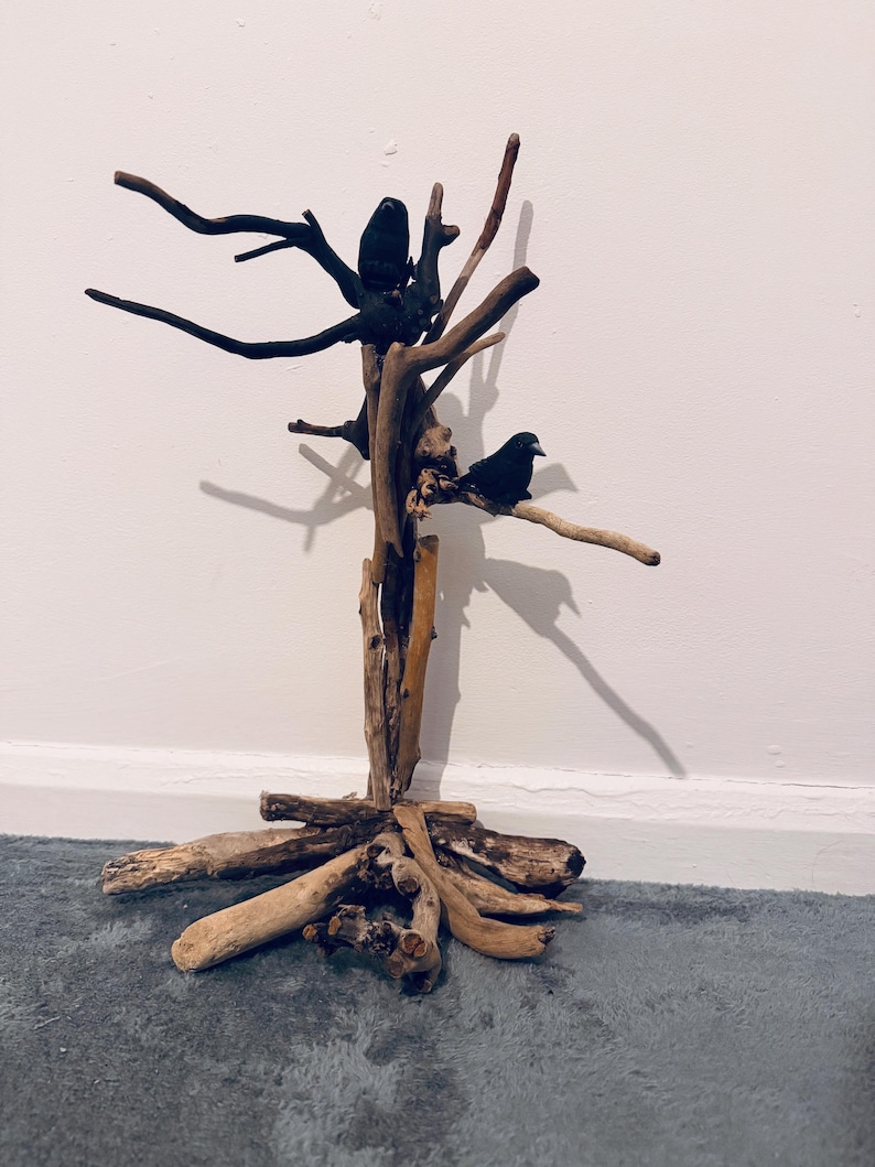 Driftwood Tree Crow Sculpture - Etsy UK