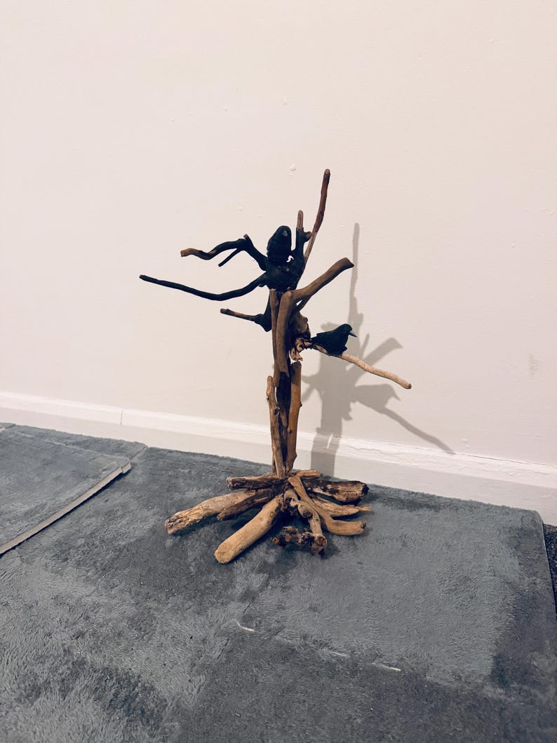 Driftwood Tree Crow Sculpture - Etsy UK