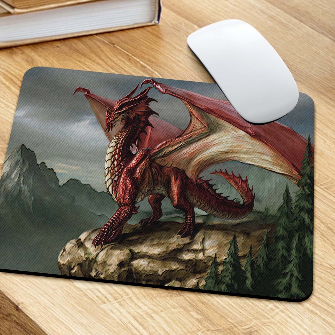 Dragon Mousepad Desk Mat Dragon Fire Dragon Mousepad Etsy