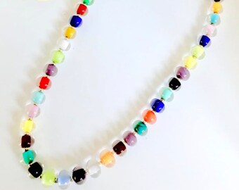 Multicolor Glass Pearl Necklace