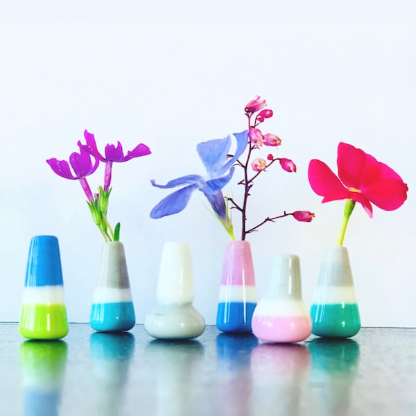 Miniature Glass Bud Vase - Colorblock