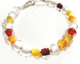 Kansas City Chiefs Inspired Glass Pearl Bracelet